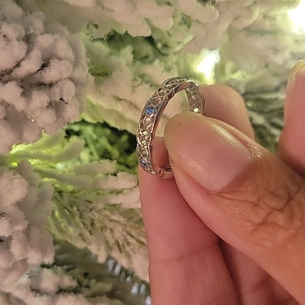 Blue topaz Sterling silver stacker ring 7 Wedding band?